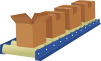 Cardboard Boxes on Conveyor