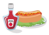Hotdog With Ketchup Bottle