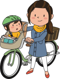 Mother and child with bicycle 