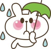 Sad rabbit with umbrella