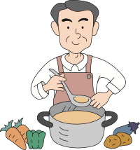 Man cooking soup