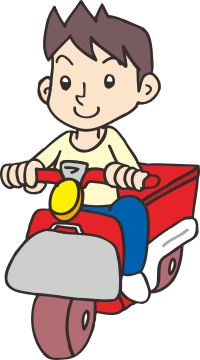 Boy on delivery scooter 