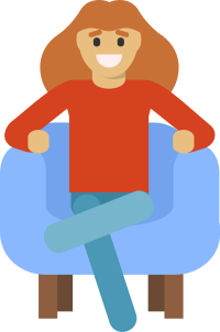 Woman sitting in a comfy chair