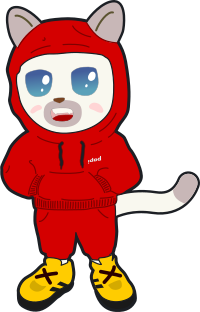 A Siamese cat wearing a red tracksuit