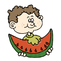 Boy Eating a Watermelon - Flat Colour Remix