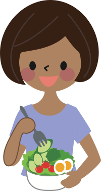 African Woman Eats a Salad