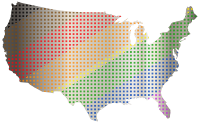 USA dotted with background gradient