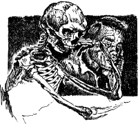 Skeleton and Man Thinking