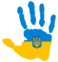 Ukraine Flag Hand with Coat of Arms