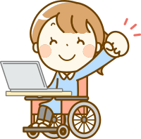 Woman in a wheelchair using a computer