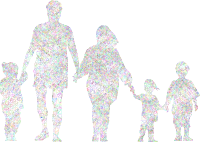 Family Holding Hands Minus Ground Silhouette Low Poly Wireframe Colorful