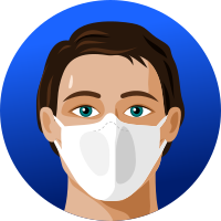 Human male head with FFP2 mask