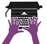 Typewriter with Purple Hands
