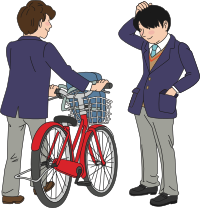 Male watching friends bike