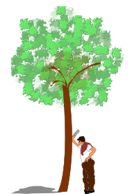 Man Leans on a Tree