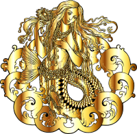 Vintage Mermaid Line Art Gold