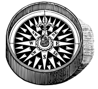 Antique illustration of a compass