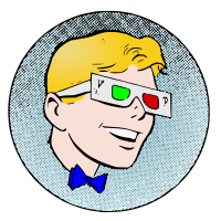 3D Glasses Guy with 1950s glasses