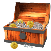 Treasure Chest with Diamonds and Gold Coins