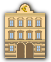 Bank building with euro sign