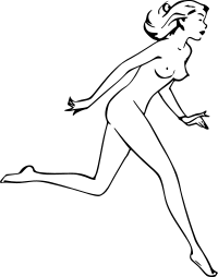Nude running woman