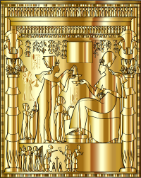 Pharaoh Khouenaten Served By The Queen Gold