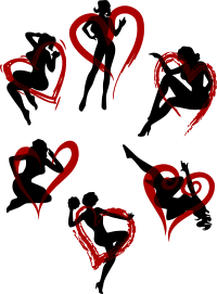 Women Silhouettes and Hearts - Remix
