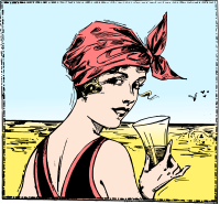 Lady at the Beach with a Drink