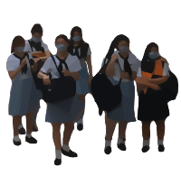 Group of High School Girls in Masks
