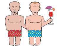 Couple in Bathing Shorts