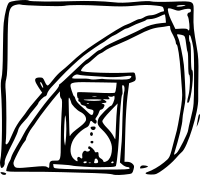 Scythe and hourglass