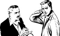 Two men talking