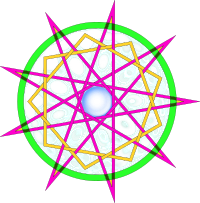 Lines bouncing off circle with surrounding circular band
