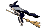 Witch Flying on a Broom - Isolated