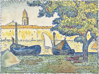 The Port of St. Tropez by Paul Signac Enhanced