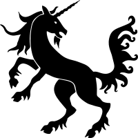 Medieval Heraldic Unicorn Silhouette