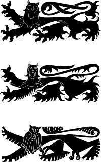 Medieval Heraldic Panther Silhouettes