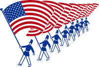 Men Waving American Flag