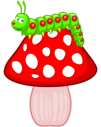 Caterpillar on a Mushroom