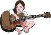 Girl Playing Guitar - Isolated