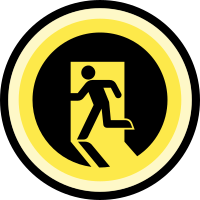 Button - Exit/Quit (yellow & black)