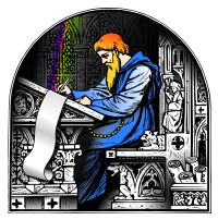 Medieval scribe writing COLOR REMIX