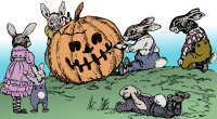 Rabbits and a Jack-o-Lantern - Colour Remix