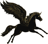 Winged Unicorn By deiby_ybied Gold With Silhouette Fixed