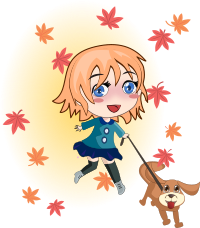 Girl and Dog in Autumn