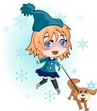 Girl and Dog in Winter
