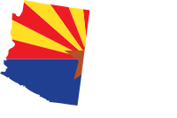 Arizona State Outline with Flag Background