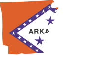 Arkansas State Outline with Flag Background