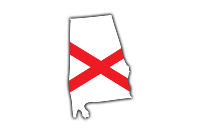Alabama State Outline with Flag Background and Shadows