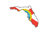 Florida State Outline with Flag Background and Shadows